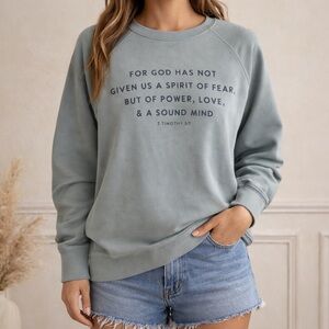 Christian Bible Scripture Light-Weight Pullover Crew Neck Sweatshirt Medium